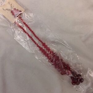 ❤️ 2 piece Red Rhinestone Necklace Earrings Set